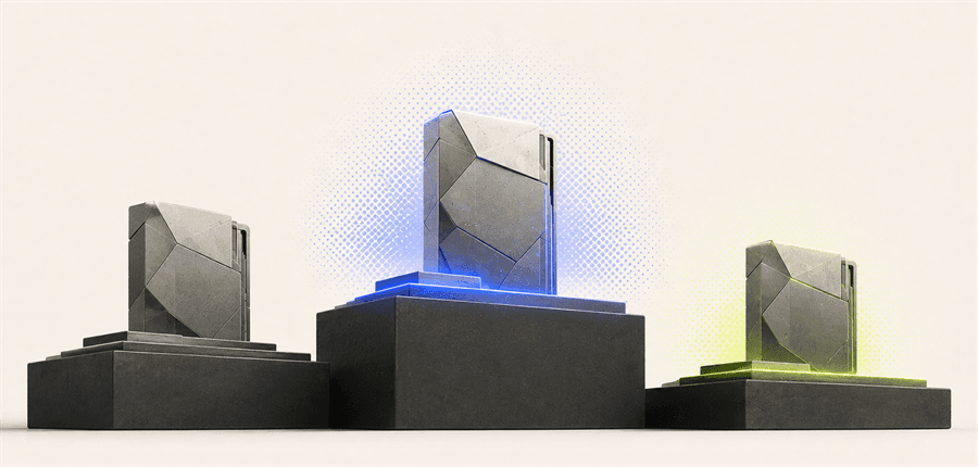 Abstract three-position predictor podium